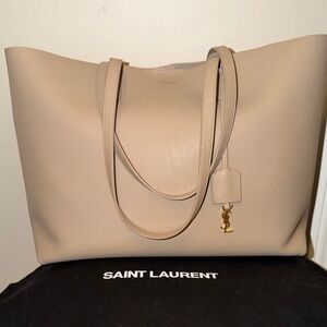 Saint Laurent East West tote in dark beige